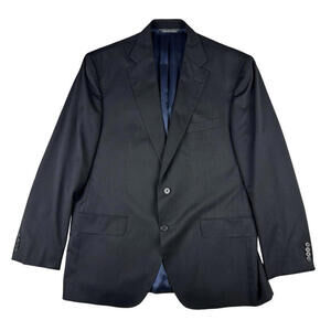 Jack Victor Pinstripe Wool Single-Breasted Black Size US 44 R